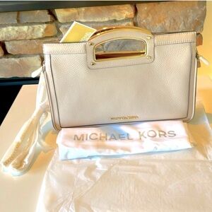 Michael Kors Beige Satchel with Gold Accents